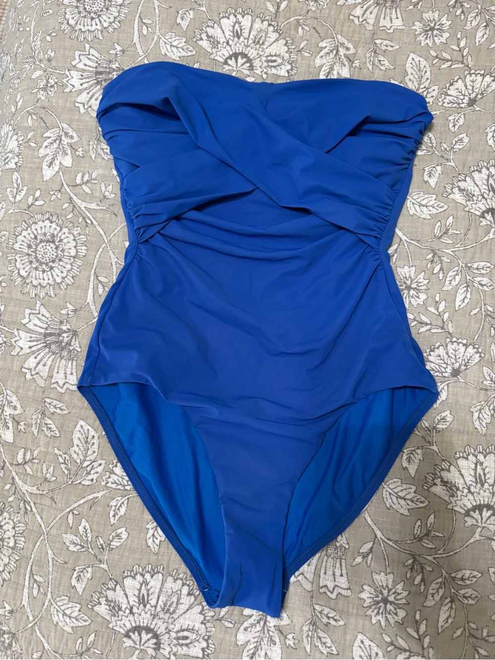 Strapless Ruched One-Piece Swimsuit — Cobalt Blue